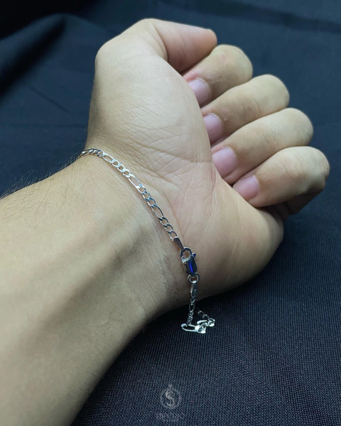 Pulseira de prata italiana teor 925 modelo 3x1 2mm 21cm 