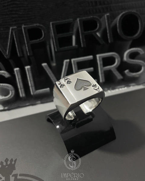 Anel de prata 950 modelo BARALHO - Todas as numerações