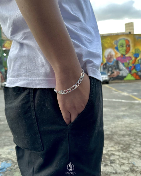 Pulseira de prata italiana teor 925 modelo 3x1 9mm