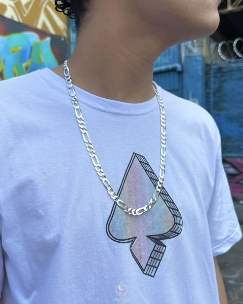 Corrente 9mm 70cm modelo 3x1 em prata italiana 925 