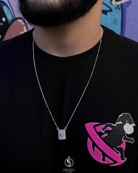 Escapulário 60cm modelo deus é fiel de prata legitima 925 