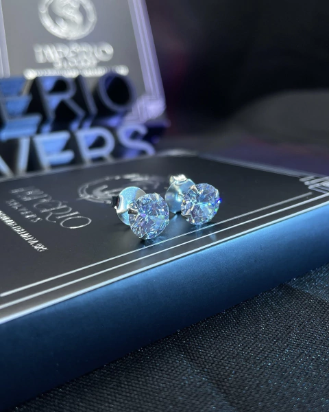 Brincos de zircônia pedra 9mm em prata italiana 925