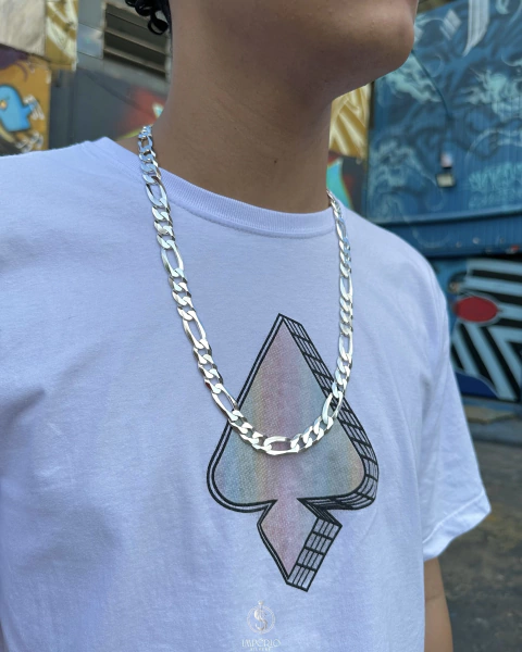 Corrente de prata italiana 925 modelo 3x1 12mm 70cm