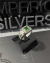 Anel de prata teor 950 modelo LUXO III com pedra zircônia VERDE - todas as numerações