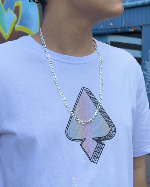 Corrente 7mm 70cm modelo 3x1 em prata italiana 925 