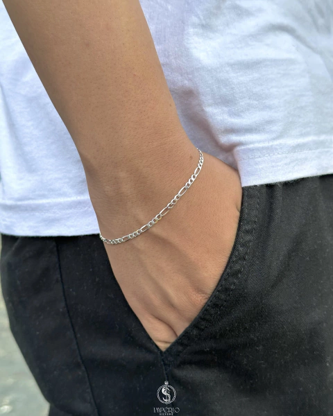 Pulseira de prata italiana teor 925 modelo 3x1 3mm