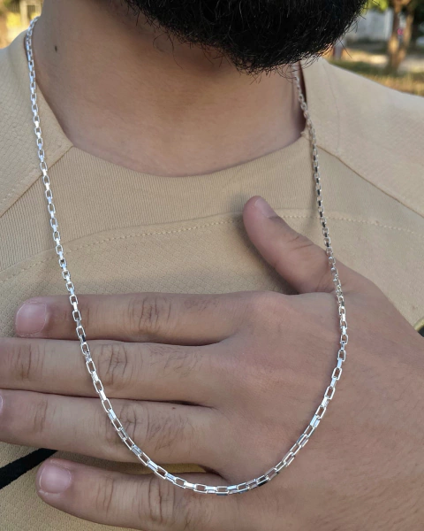 Corrente de prata 925 modelo TIJOLINHO 3mm 70cm 