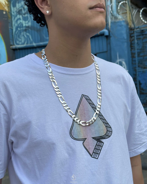 Corrente 13mm 70cm modelo 3x1 em prata italiana 925 