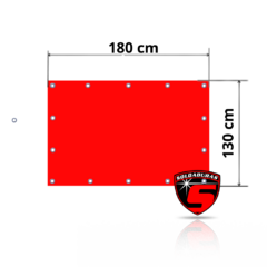 La cortina para soldadura roja de 180 cm x 130 cm está confeccionada con material resistente al calor, ideal para proteger el área de trabajo 