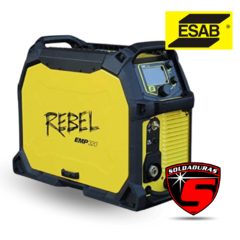 Máquina de soldadura REBEL EMP 320 i C TORCHA de ESAB, color amarillo con detalles en negro.