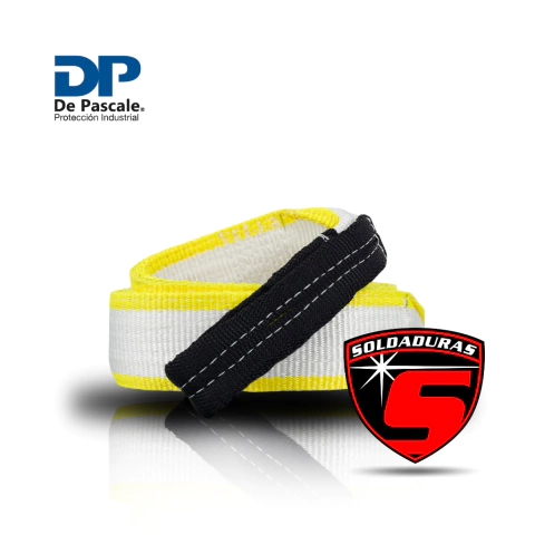 Eslinga plana de poliéster con capacidad de 3 toneladas, largo de 5 metros y ancho de 75 mm. Cumple norma IRAM 5378. Coeficiente de seguridad 6:1.