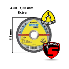 DISCO DE CORTE A60 EXTRA 115*1*22 KLINGSPOR - comprar online