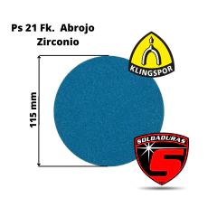 El disco con abrojo PS 21 FK 115 mm de zirconio, grado 240, es ideal para el lijado y pulido de metales y superficies duras. 