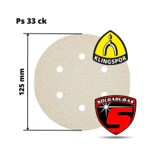 Disco abrasivo de 125 mm con grano 180 y 8 agujeros, marca Klingspor.