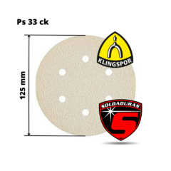Disco abrasivo de 125 mm, con 7 agujeros para pulido, marca Klingspor.