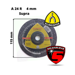 DISCO DESBASTE A24R SUPRA 115X4X22 KLINGSPOR - comprar online
