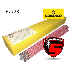 El electrodo tubular E 7723 de 6,00 mm viene en una caja de 5 kg, ideal para trabajos de soldadura con alta resistencia y durabilidad.
