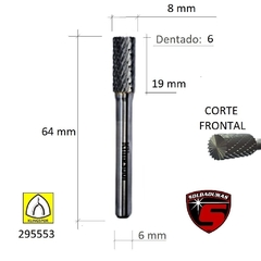 Fresa cilíndrica HF100B de 8 mm de diámetro, con 6 dientes y 19 mm de longitud, ideal para trabajos de matricería HF100B 8 X 19 