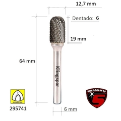 FRESA CILINDRICA CABEZA ESFERICA 12.7 X 19 / Dentado: 6 Cod: 295741 - comprar online