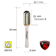 FRESA CILINDRICA CABEZA ESFERICA 12.7 X 25 / Dentado 6 Cod: 295753 - comprar online