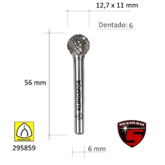FRESA ESFERICA 12.7 X 11 Dentado: 6 Cod: 295859