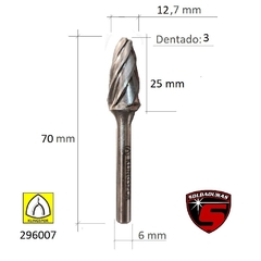 FRESA CONICA C/CABEZA REDONDA 12.7 X 25 / 3 COD: 296007 - comprar online