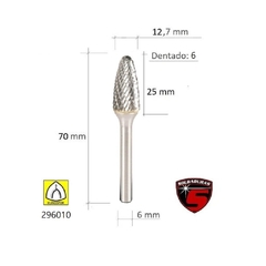 FRESA CONICA C/CABEZA REDONDA 12.7 X 25 / Dentado: Cod: 296010 - comprar online