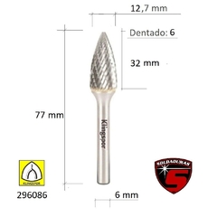 FRESA CONICA COMPRIMIDA PUNTA AGUDA 12.7 X 25 / dentado: 6 Cod: 296086 - comprar online