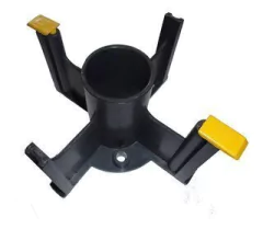 Adaptador porta rollo negro, utilizado en procesos de herrería y metalurgia.