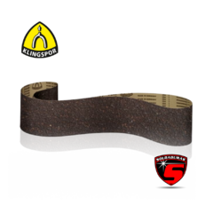 Banda de aglomerado CS326Y de 50 mm x 478 mm, grano 240. Ideal para lijado fino y acabado en superficies metálicas y maderas. 