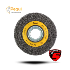 Cepillo circular rizado de acero para banco, de 178 mm de diámetro y eje de 25 mm.