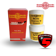El Mecatec Express BR de 100 gr, soldadura en frío Eutectic Castolin, es perfecto para reparaciones rápidas y eficaces en metales.