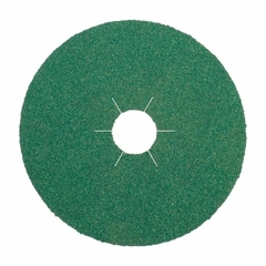 Disco de fibra verde de 115 mm de diámetro y grano 100, ideal para abrasivos industriales.