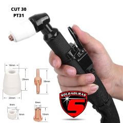 Electrodo plasma P-8014, compatible con equipos CUT de 30 a 40 amperios, utilizado para cortes limpios y precisos en diferentes metales.
