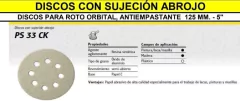 Disco abrasivo de 125 mm con sujeción abrojo, diseñado para rotos orbitales, con propiedades de alta calidad para el pulido de pinturas y masillas.