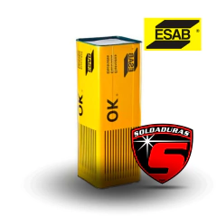 Envase del electrodo OK 48.11 DIAM 2.50 MM E 7018 de 15 kg con el logo de ESAB.