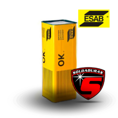 Electrodo OK 75.75 de alta calidad, ideal para soldadura con un diámetro de 4,00 mm. La presentación en lata de 25 kg