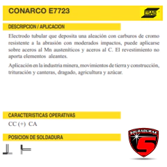 El electrodo tubular E 7723 de 6,00 mm se encuentra en una caja de 5 kg, ofreciendo un rendimiento superior en trabajos de soldadura.