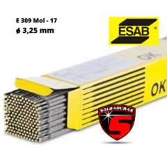 Electrodo OK 67.74 E309LMOL-17 de diámetro 3.25 mm está diseñado para soldadura de acero inoxidable y ofrece una alta resistencia 