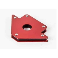 Soporte escuadra magnética de 4 pulgadas, color rojo, ideal para sujeción de piezas metálicas.