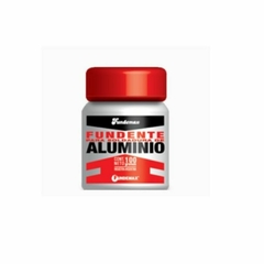 Envase de fundente para aluminio de 100 gramos, marca Fundemax.
