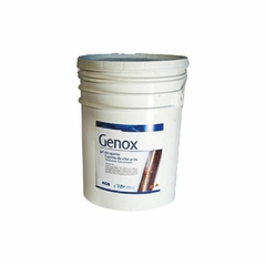 Envase de gel decapante Genox de 10 kg, utilizado para el tratamiento de metales.