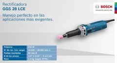 La amoladora recta Bosch GGS 28 LCE de 650W cuenta con velocidad variable y es perfecta para rectificar