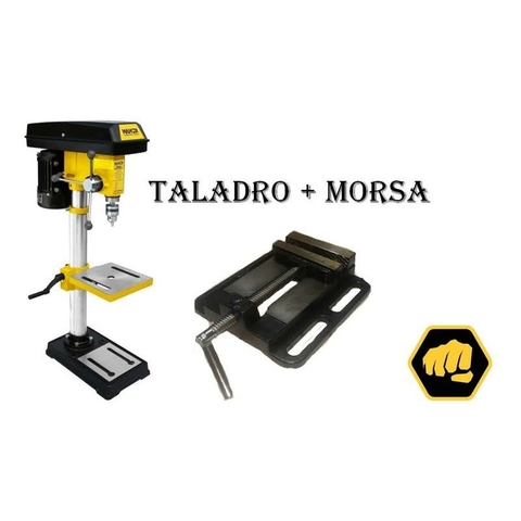 Taladro de banco 16 mm mini con morsa de 580 mm Konan, diseñado para perforar madera, metal y plásticos con estabilidad y control.
