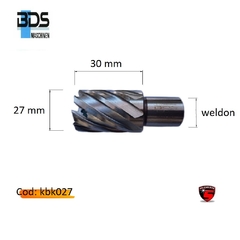 La fresa helicoidal corta Ø 27 mm x 30 mm KBK027 es ideal para realizar cortes finos y precisos en diversos materiales. 