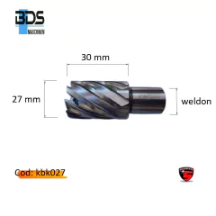 La fresa helicoidal corta Ø 27 mm x 30 mm KBK027 es ideal para realizar cortes finos y precisos en diversos materiales. 