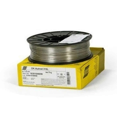 Alambre OK Autrod 316L Si, Ø 0.8 mm, rollo de 5 kg. Ideal para soldadura TIG y MIG en acero inoxidable austenítico 316L.
