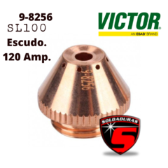 Capuchón mecanizado 9-8256 para antorchas SL100, diseñado para aplicaciones de 120 amperios. Compatible con equipos marca Victor