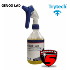 El Genox LAD limpiador y abrillantador Trytech viene en presentación de 500 cc y está formulado para limpiar y dar brillo a superficies de acero inoxidable, aluminio y cromados