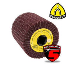 Rodillo abrasivo combinado NCW600 de 100 x 100 x 19 mm, con grano 150, ideal para pulido de superficies inoxidables.